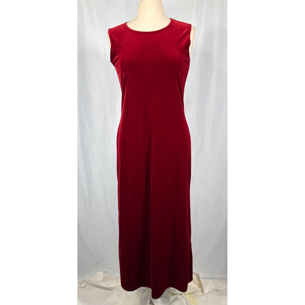 Kathie Lee Collection Red Velvet Sleeveless Maxi Dress S Holiday Y2K Christmas